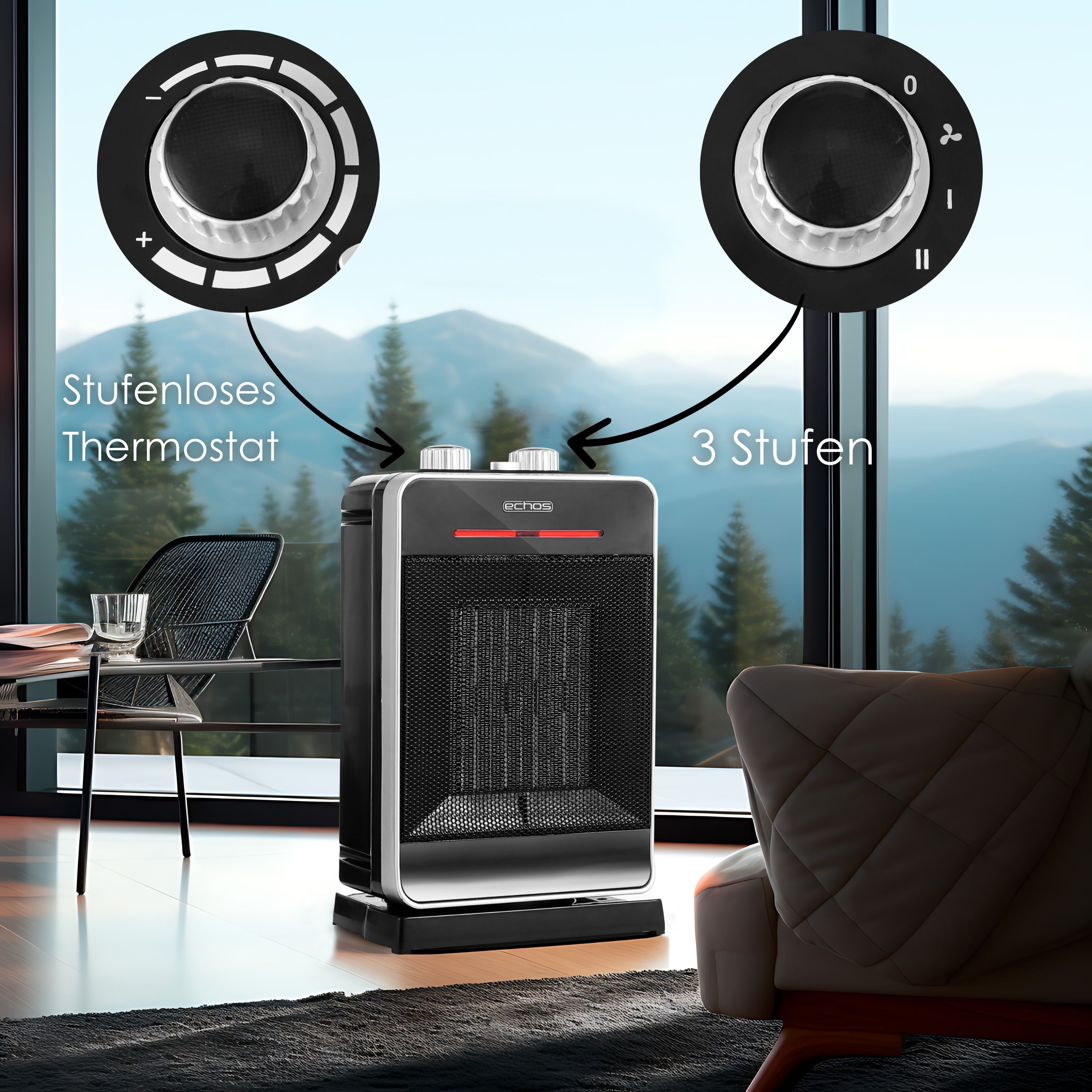 Echos Eco-356 Keramik Heizlüfter Echos Eco-356 Keramik Heizlüfter