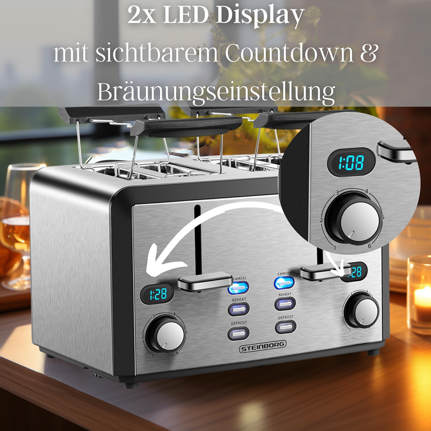 Steinborg XXL Toaster 4 Toastschlitze | Toastautomat | 1600 Watt Steinborg XXL Toaster 4 Toastschlitze | Toastautomat | 1600 Watt