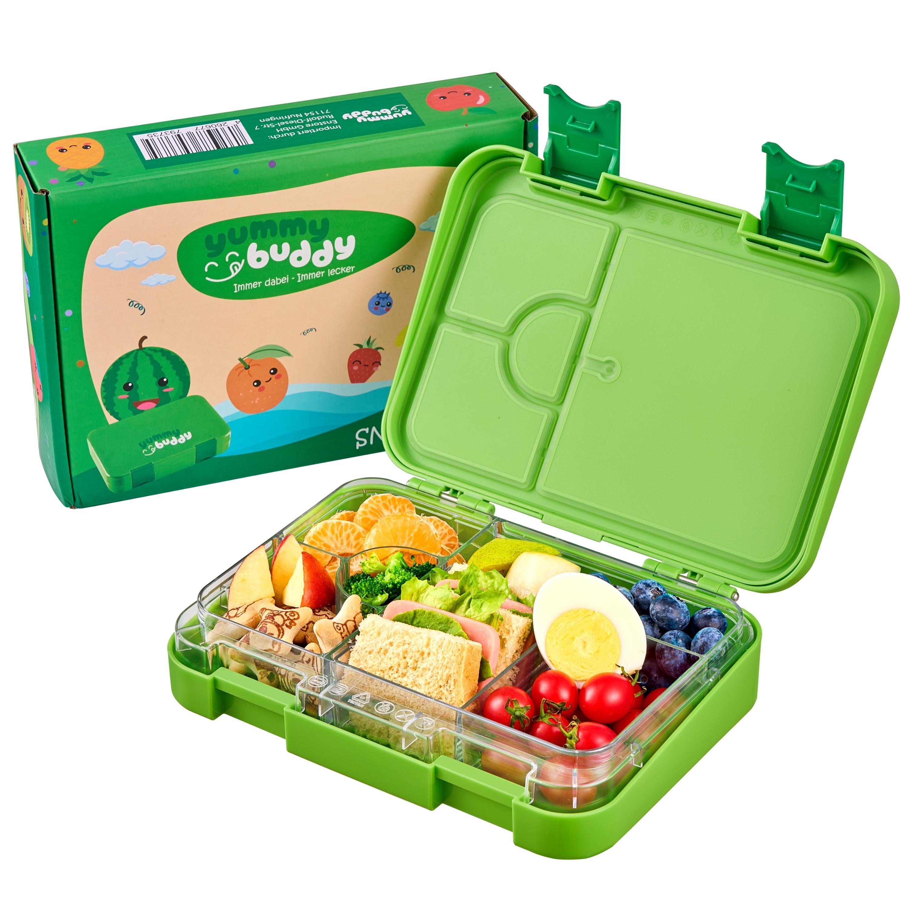 Ecosa yummy buddy Kinder Snackbox mit 6 Fächern Grün
