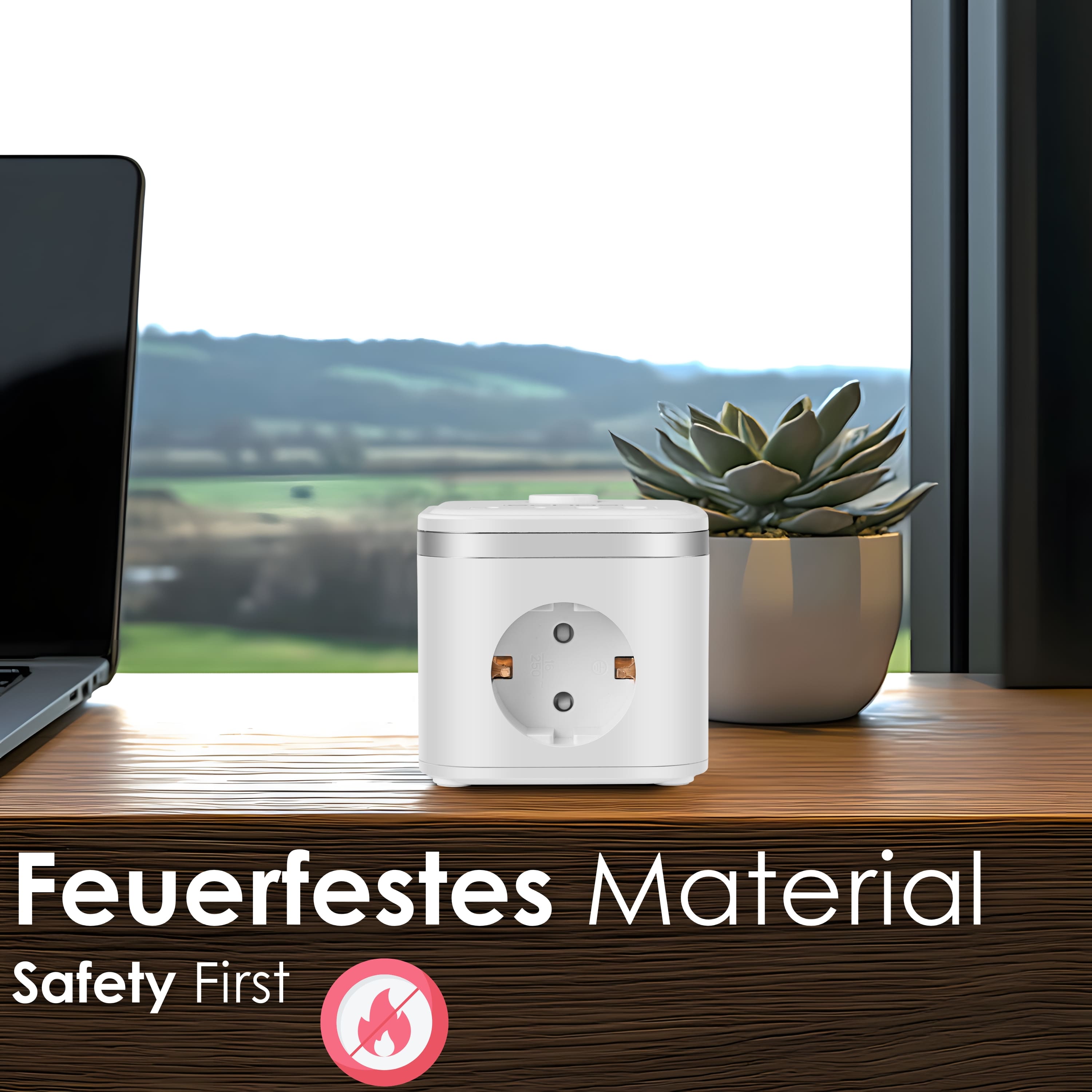 Echos Eco-4134 Steckdosenwürfel Weiß Silber mit Kabel