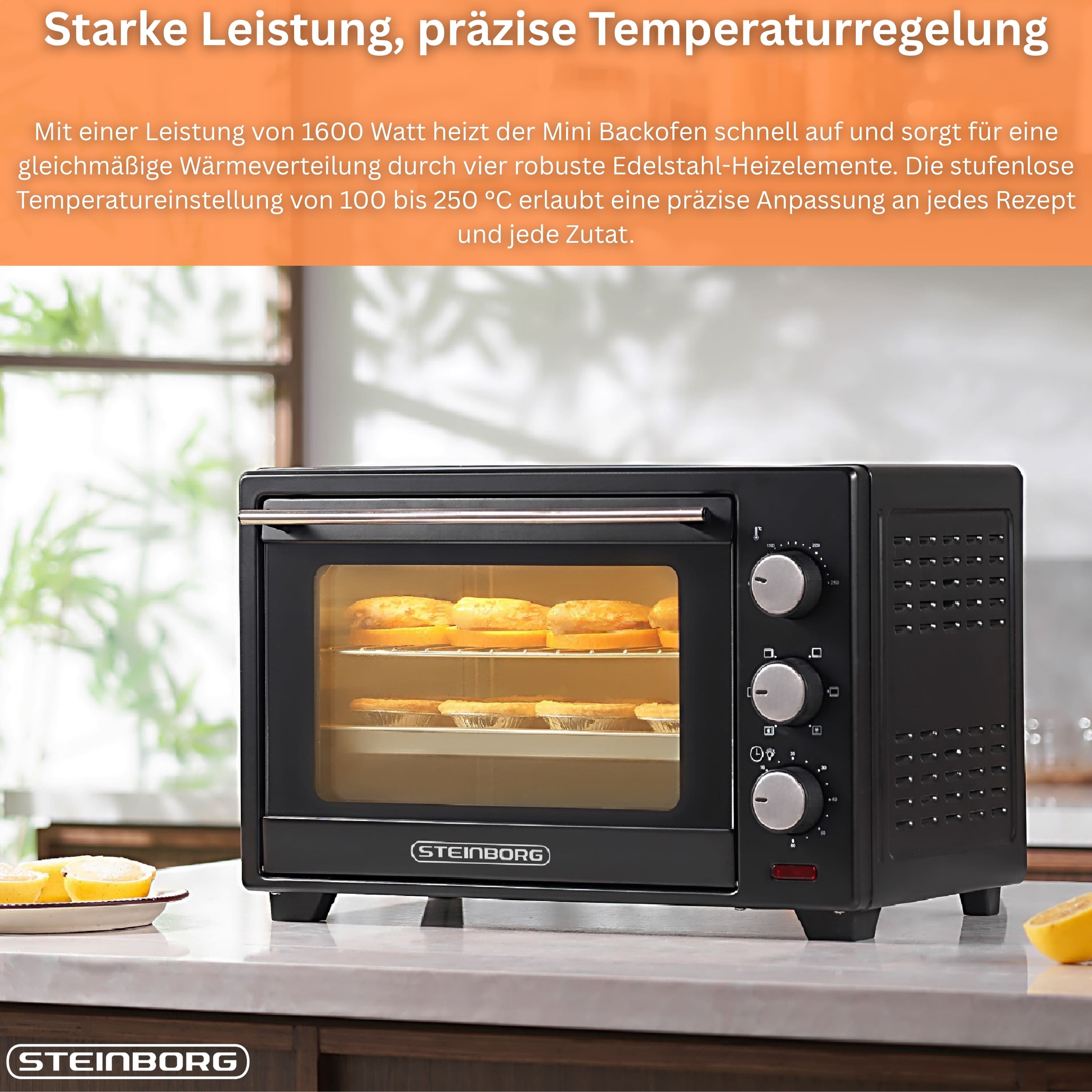 Steinborg SB-3002 Backofen 25 Liter schwarz