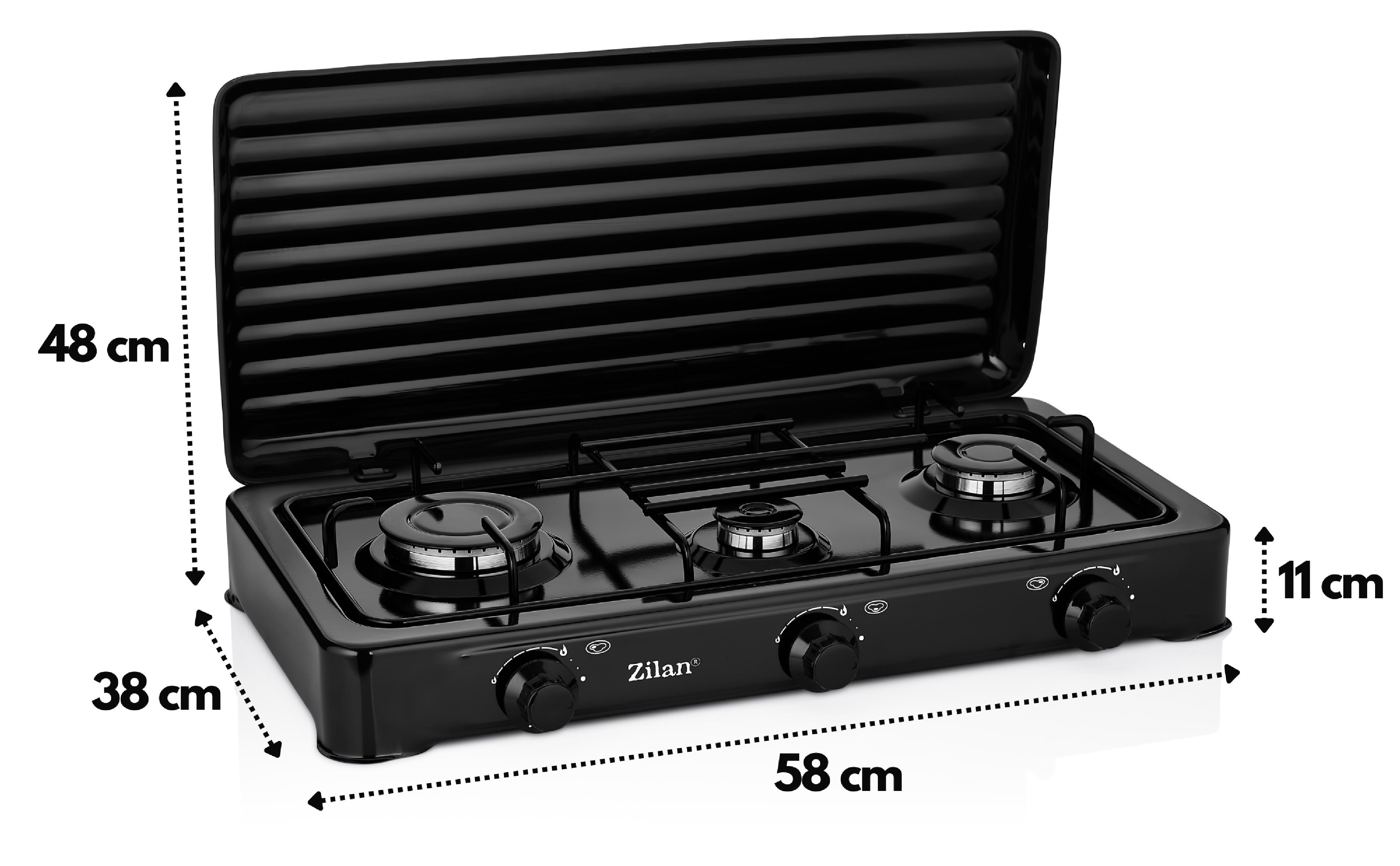 Zilan ZLN-0032 Gaskocher 3-Flammig Schwarz