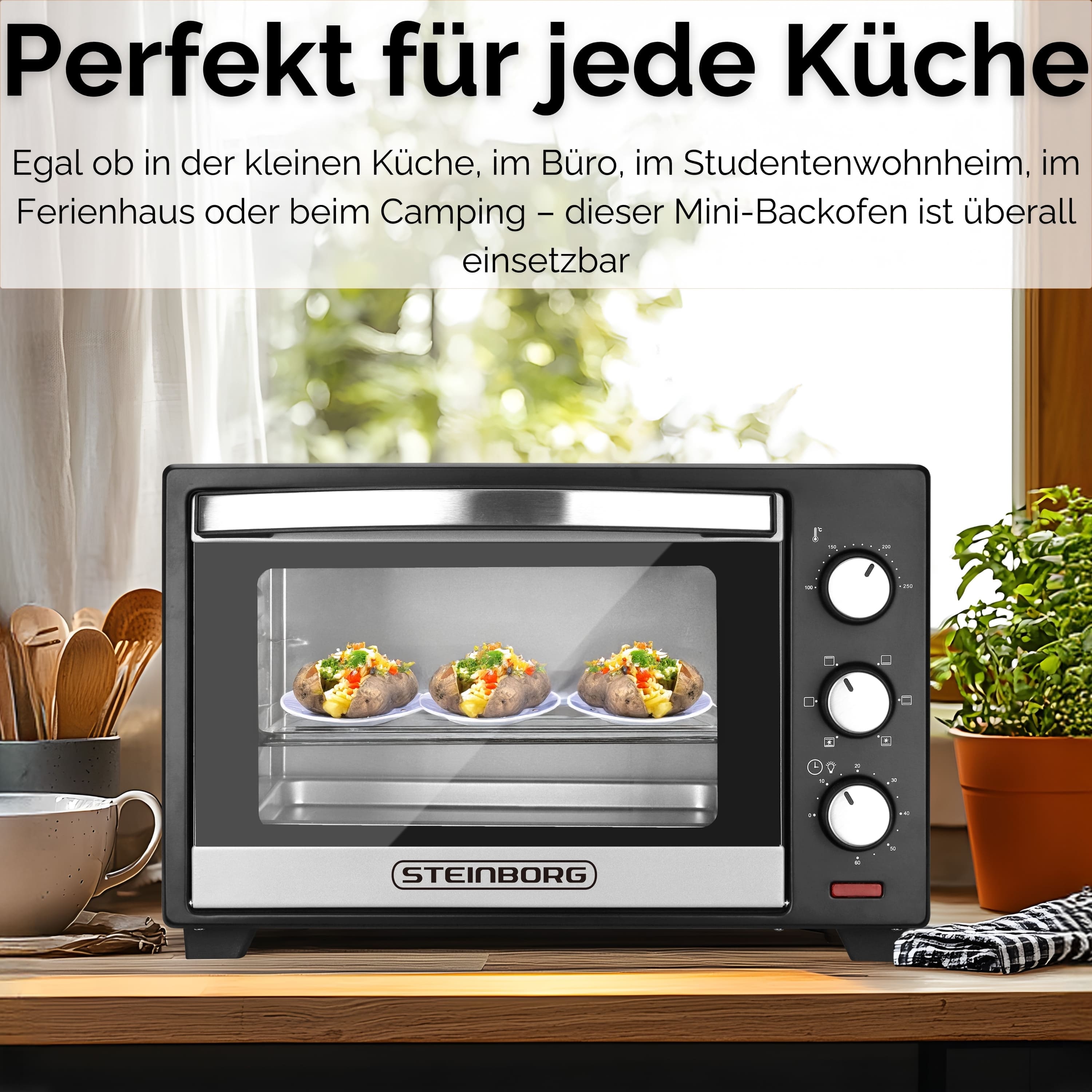 Steinborg SB-3012 Minibackofen 25 Liter Silber Steinborg SB-3012 Minibackofen 25 Liter Silber