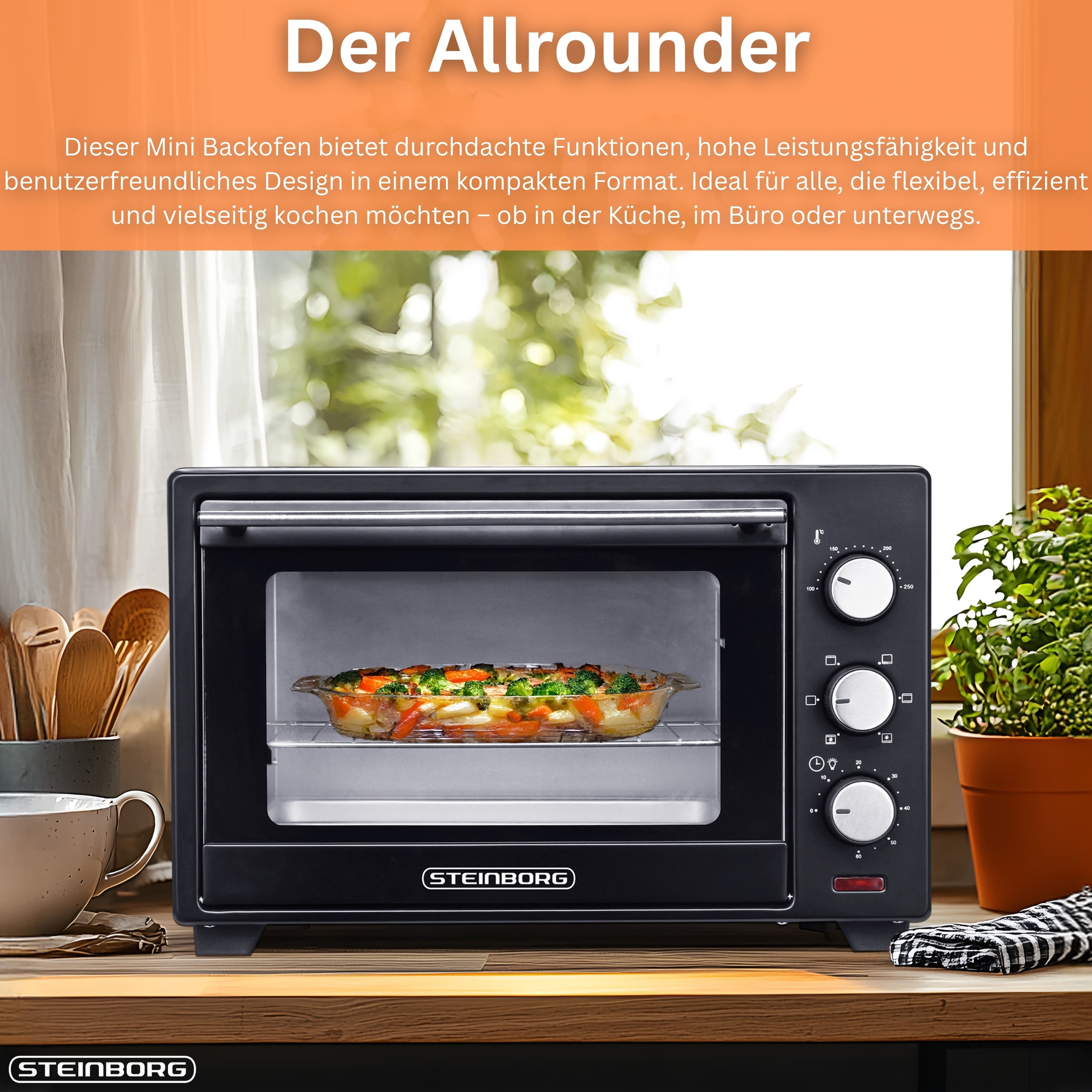 Steinborg SB-3002 Backofen 25 Liter schwarz