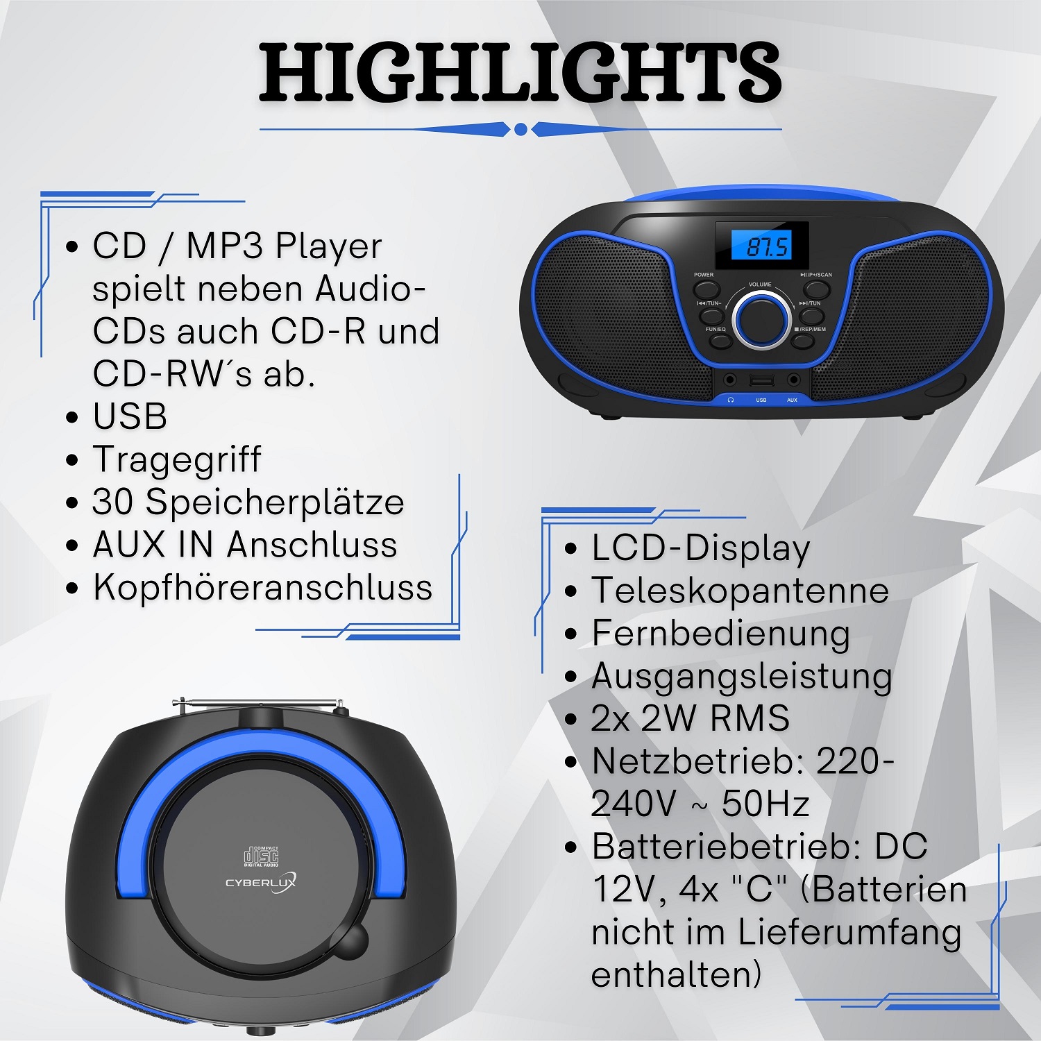 Cyberlux CL-2200 CD-Player Blau Cyberlux CL-2200 CD-Player Blau