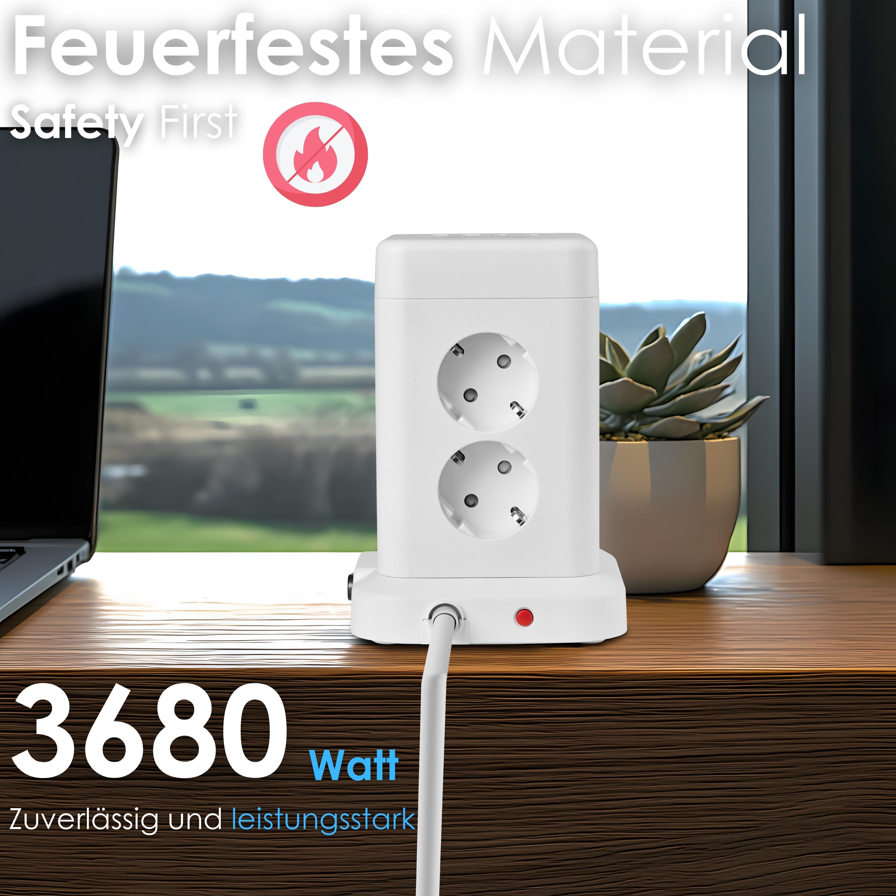Echos Eco-4135 Steckdosenturm Weiß mit Kabel
