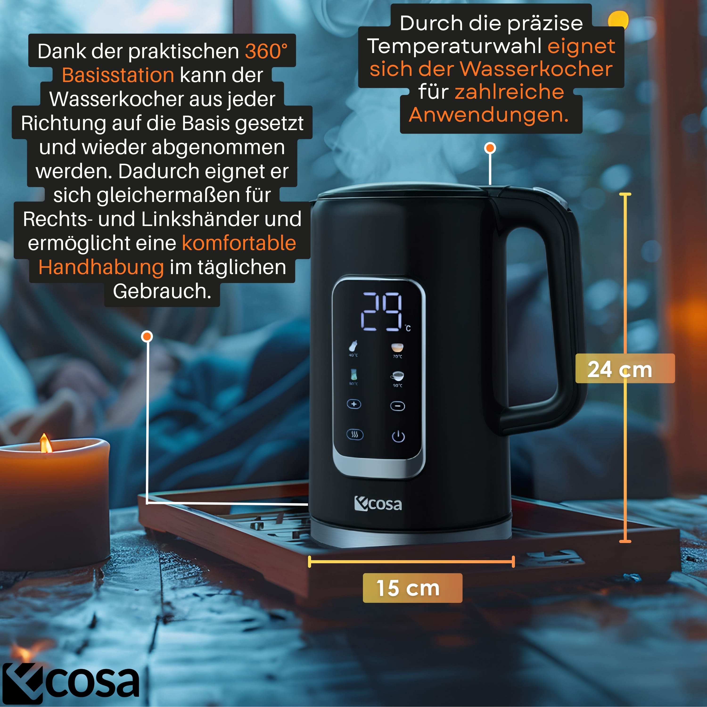 Ecosa EO-693 Wasserkocher Schwarz
