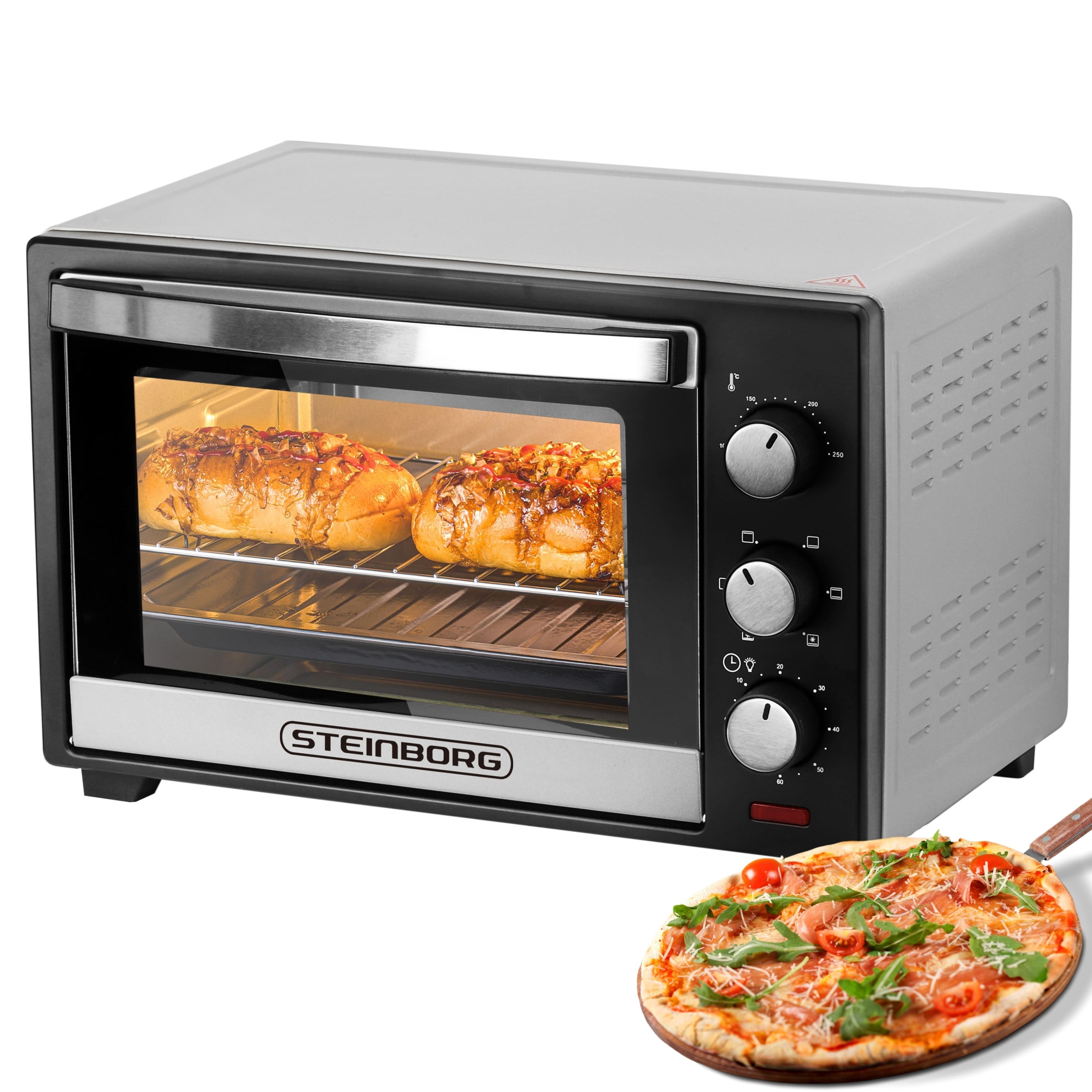 Steinborg SB-3012 Minibackofen 25 Liter Silber