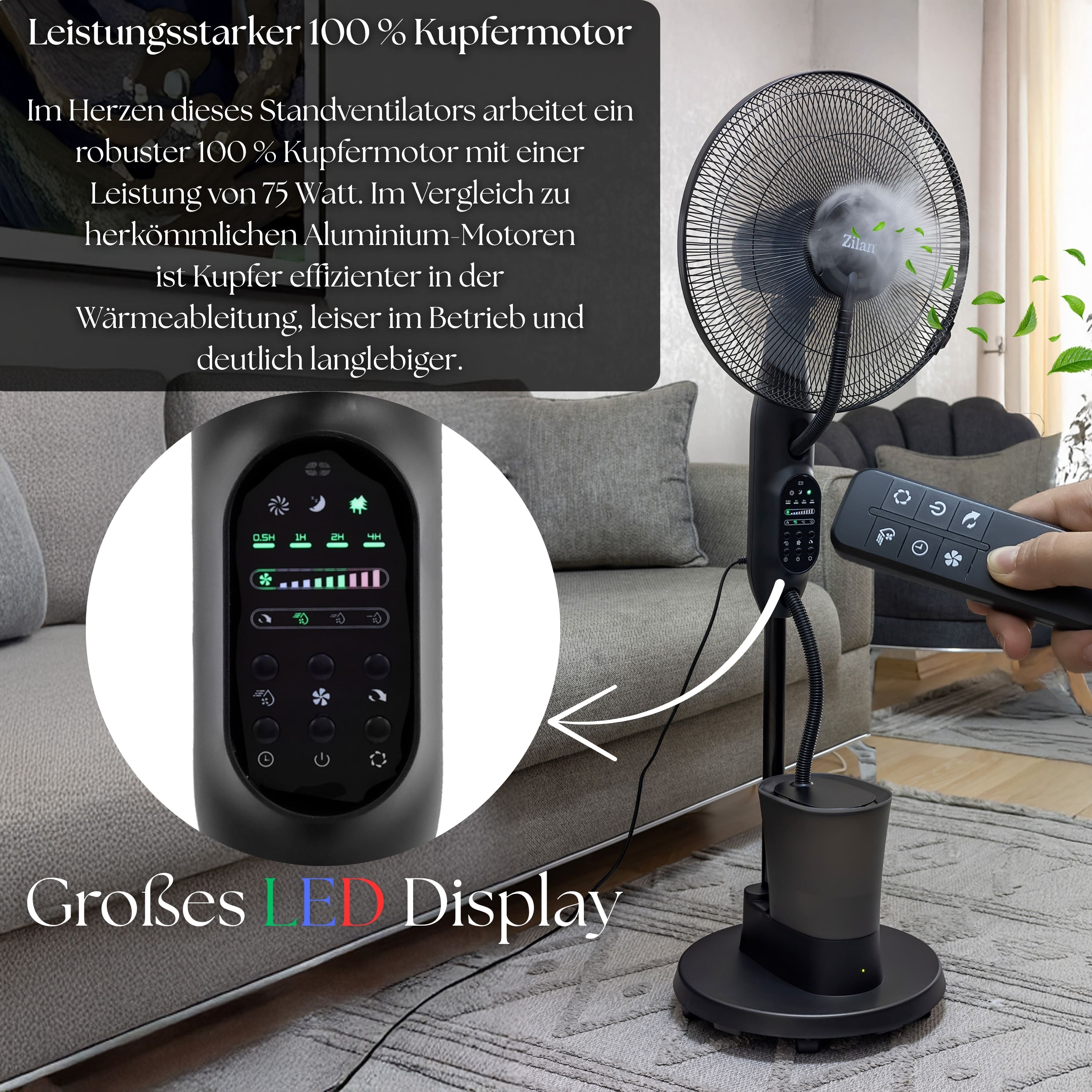 Zilan ZLN-0977 Standventilator mit Sprühsystem