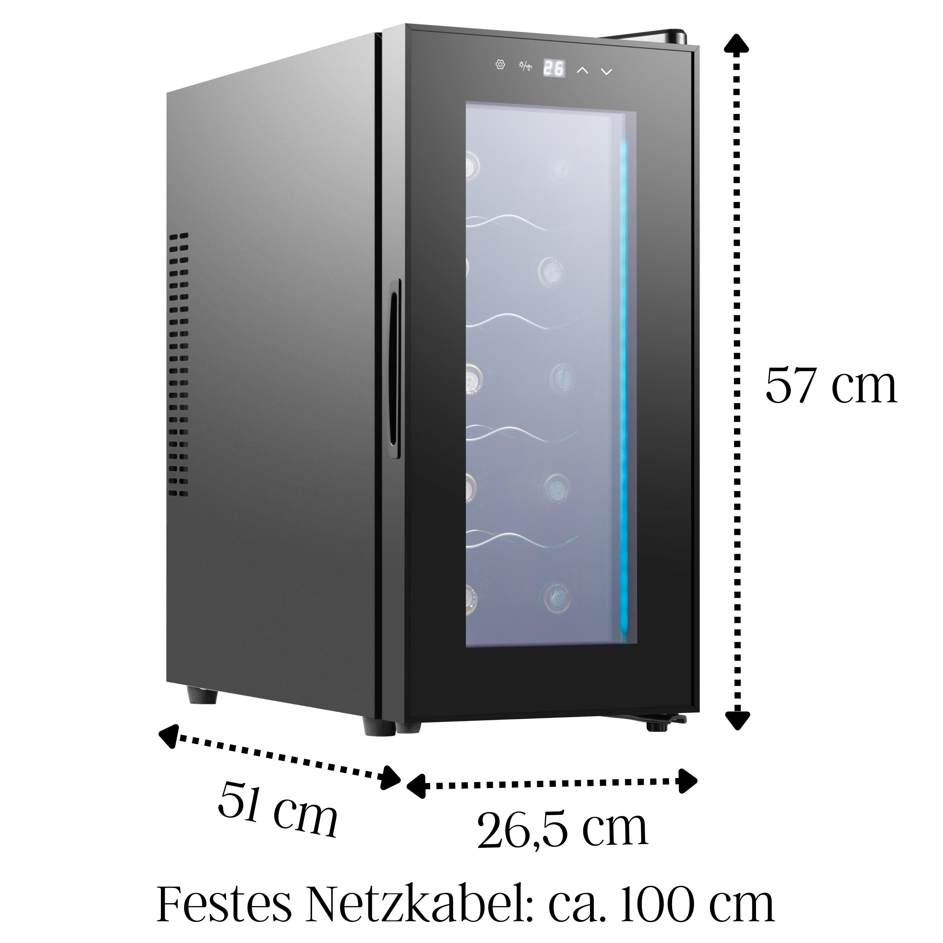 Echos Weinkühler 28 Liter | 10 Flaschen | Glastür Echos Weinkühler 28 Liter | 10 Flaschen | Glastür