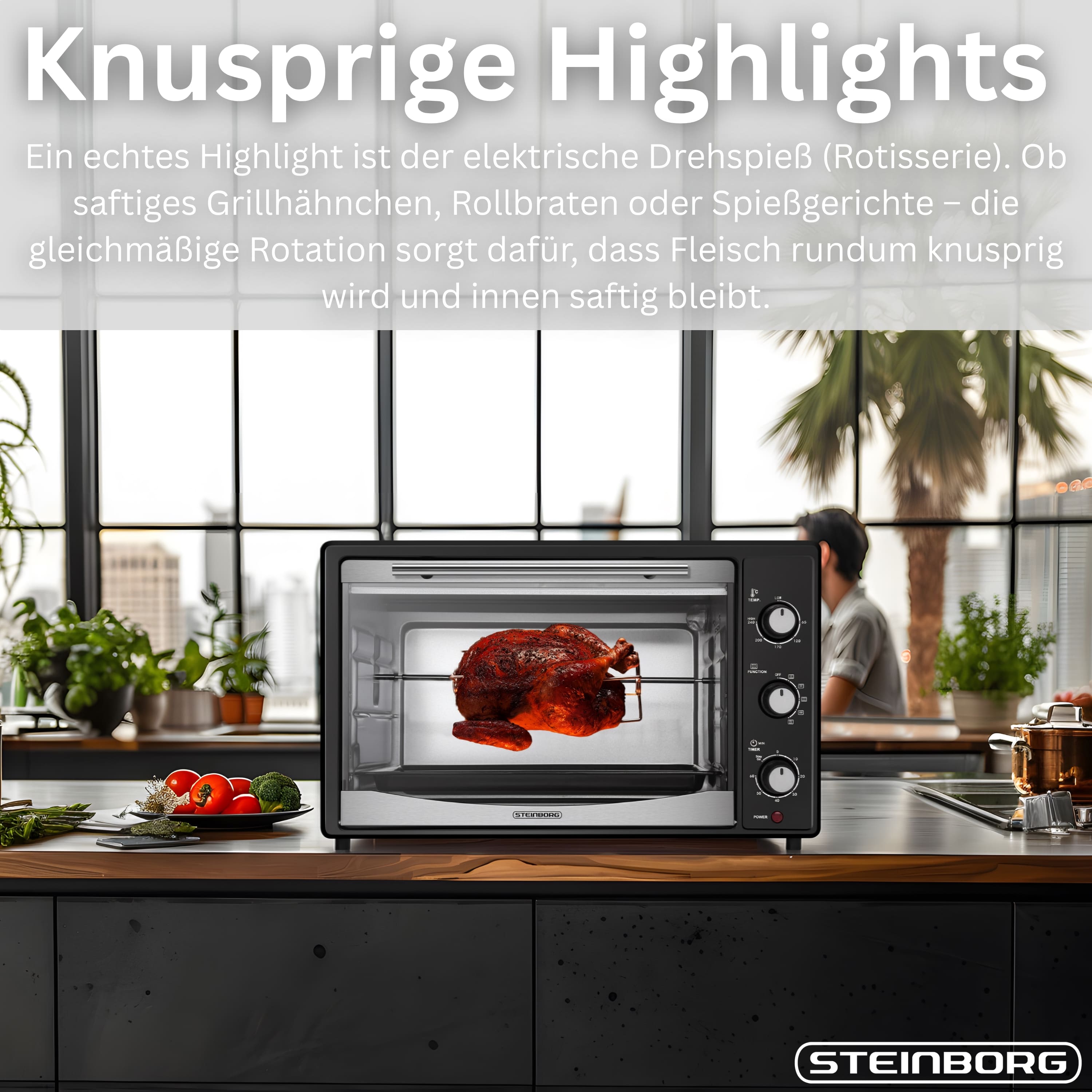 Steinborg SB-3014 Backofen 45L Schwarz