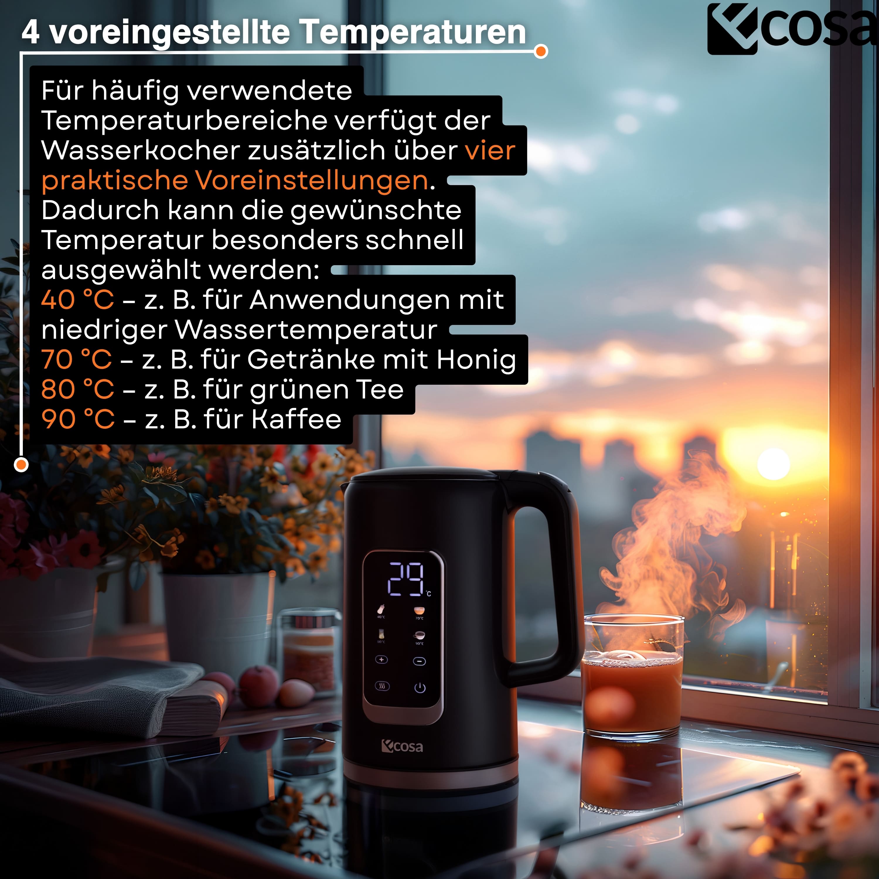 Ecosa EO-693 Wasserkocher Schwarz