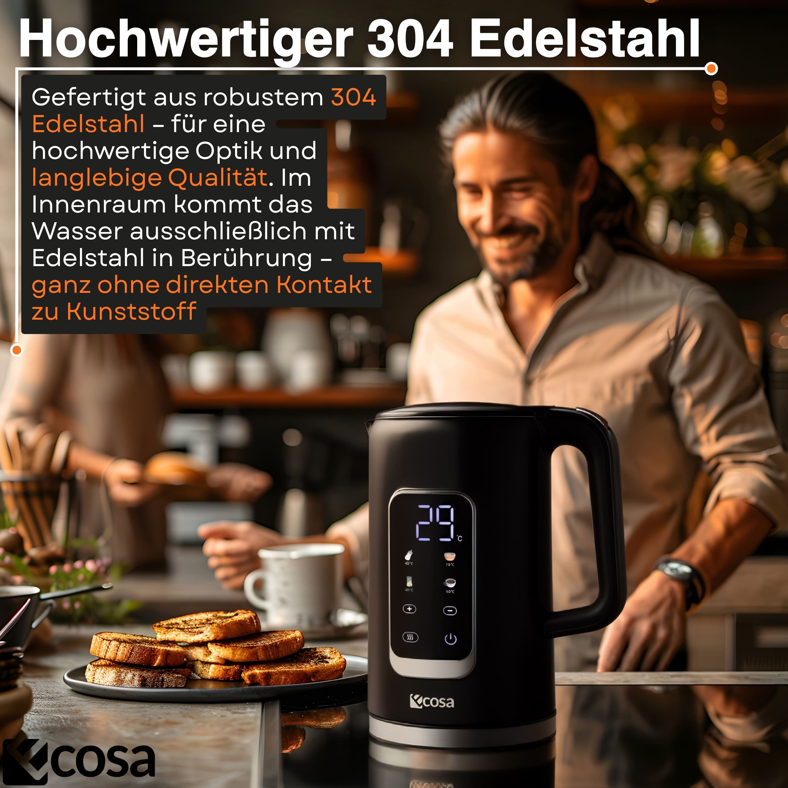 Ecosa EO-693 Wasserkocher Schwarz