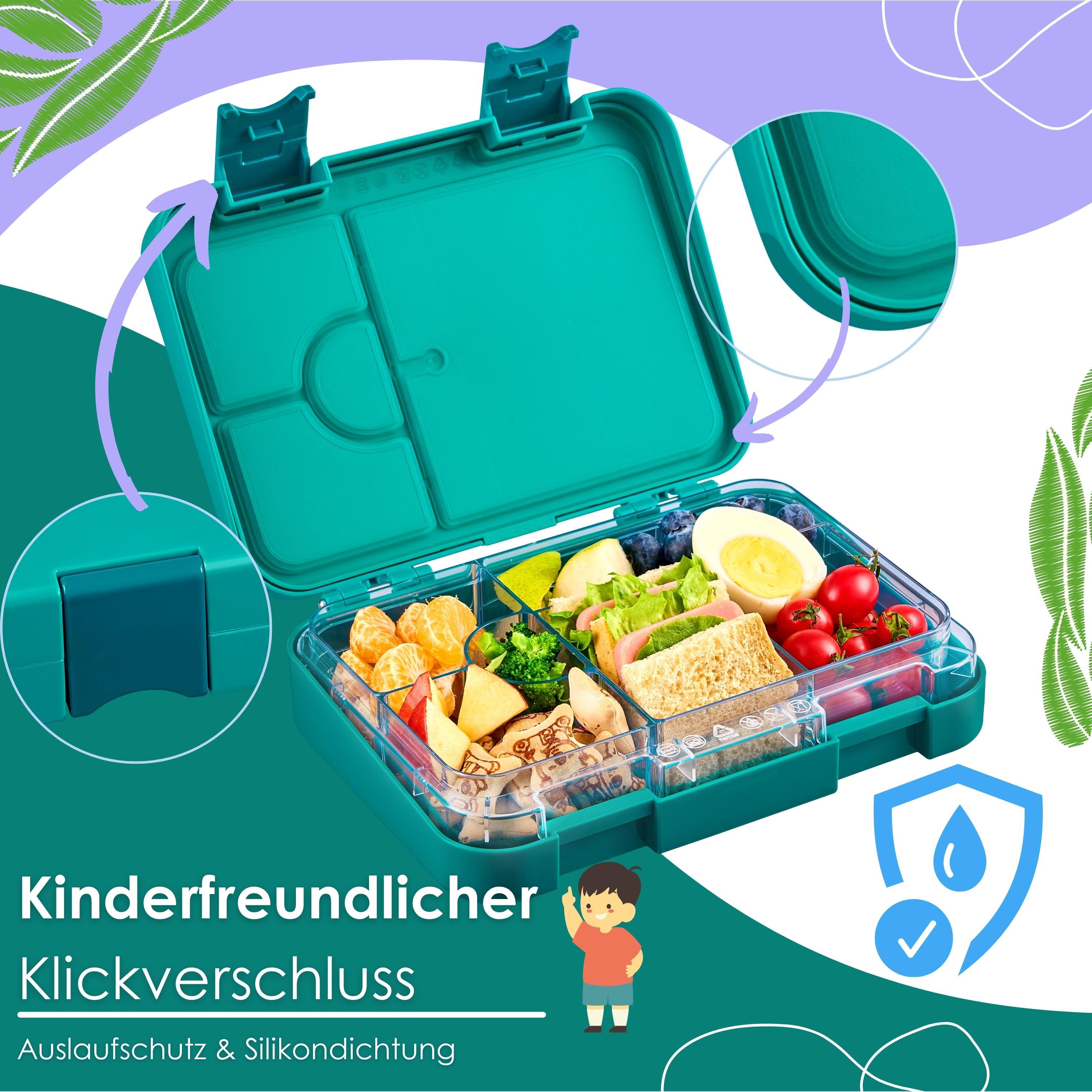 Ecosa yummy buddy Kinder Snackbox mit 6 Fächern Petrol